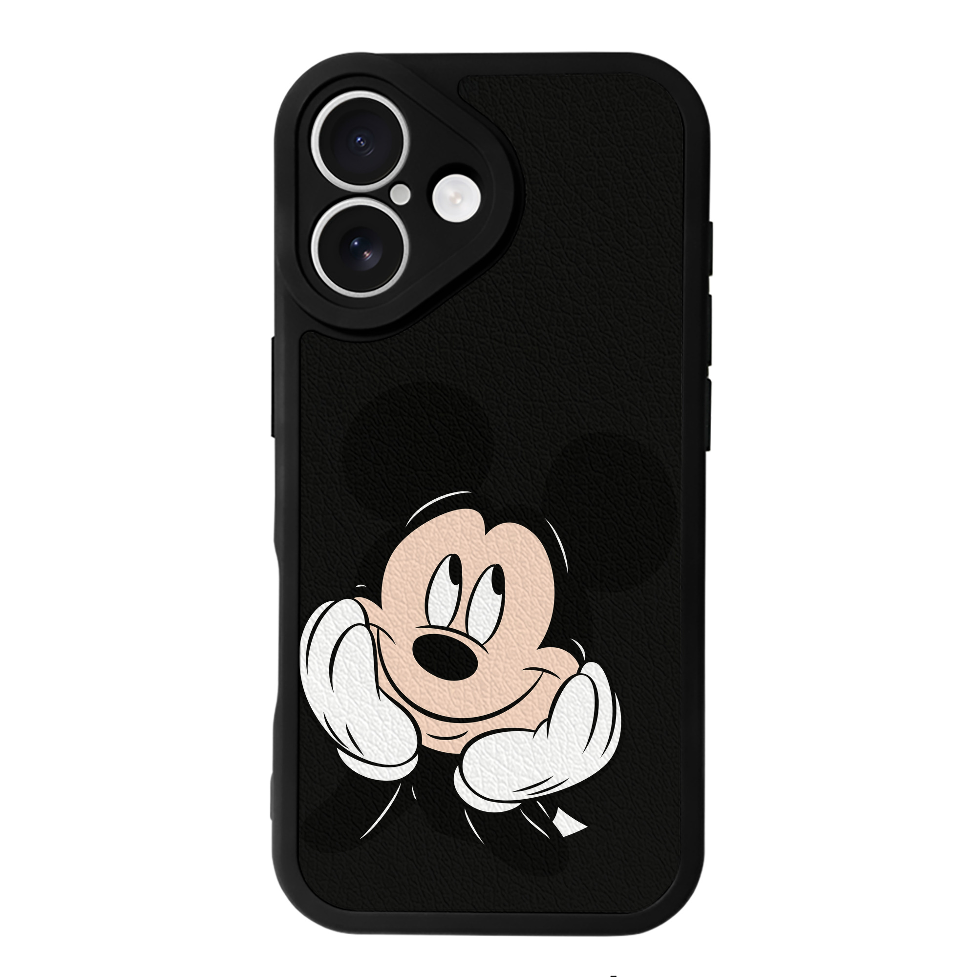 （画像用） ミッキーマウス Mickey Mouse 【iPhone 16シリーズ対応】シリコンスマホケース（レザー調） 材質：シリコン